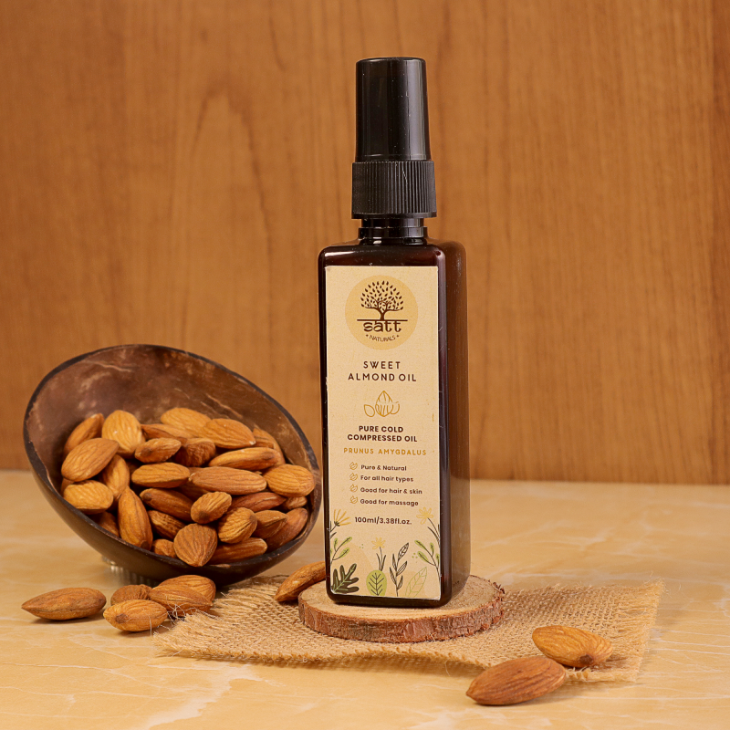 100% Pure Cold Pressed Badam Rogan Sweet Almond Oil for Healthy Hair &